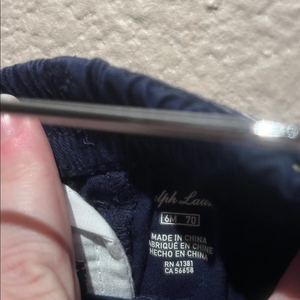 Ralph Lauren Baby Boy’s Navy Blue Twill Shorts & Matching Belt 6 Months Preppy